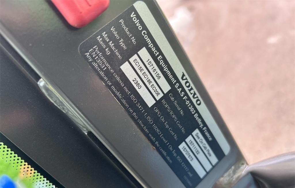 volvo ec18e + remorque brenderup mt3080 – 1t8 – 637 h – 2019